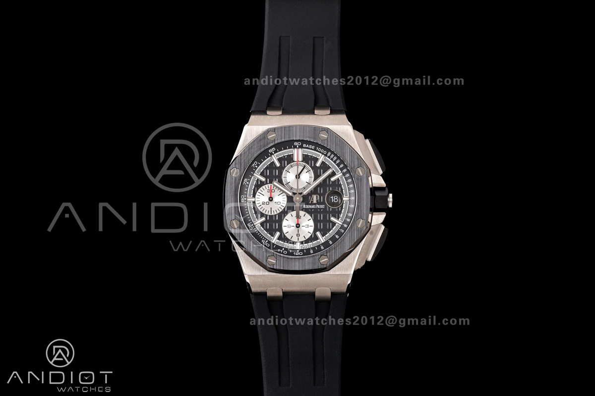 Royal Oak Offshore 44mm Ti JF 1:1 Best Edition Black Dial On Black Rubber Strap A3126
